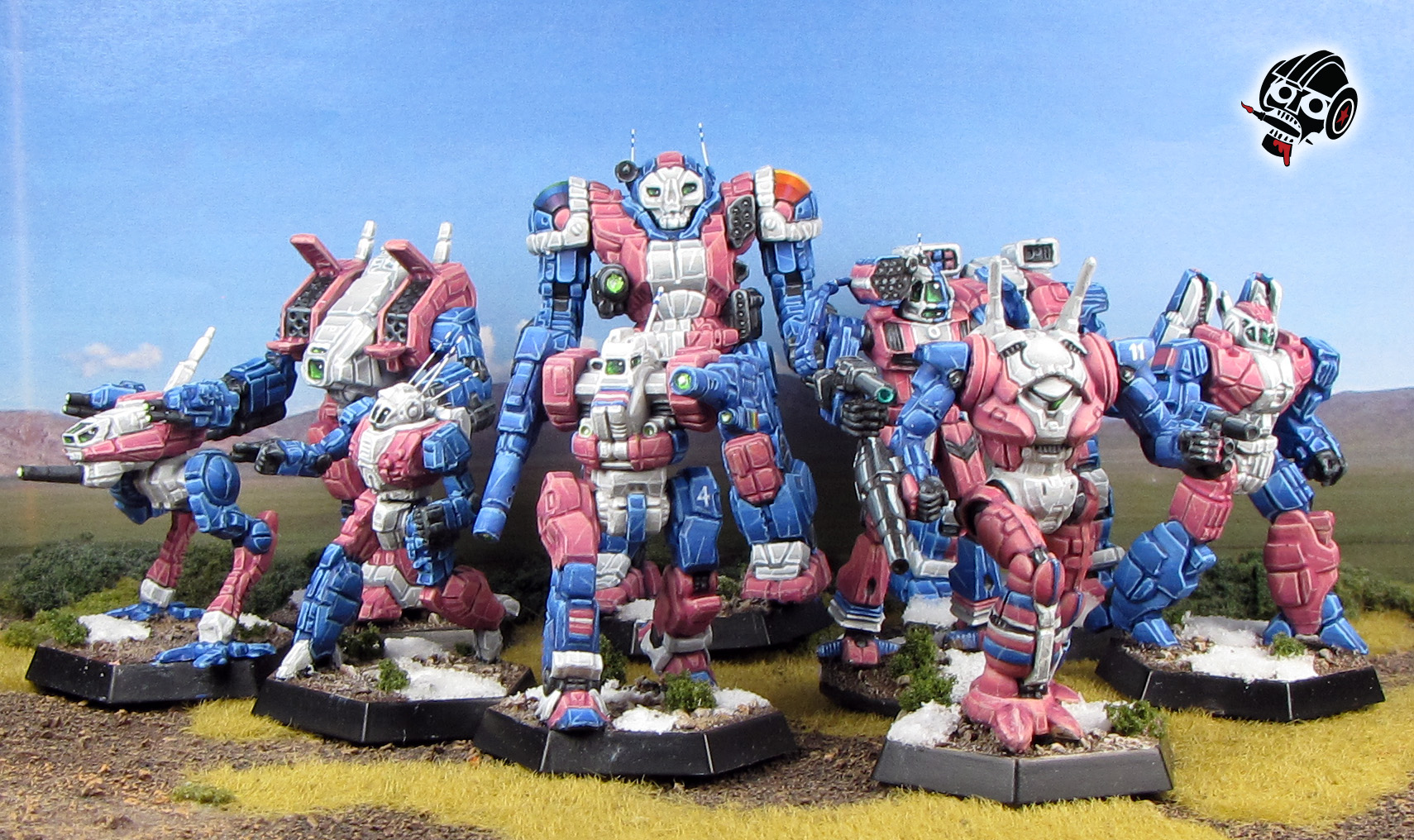 Battletech Alpha Strike Battle Mechs in Transgender Allyship Colours from Catalyst Games Lab painted by Neldoreth - An Hour of Wolves & Shattered Shields Battletech Alpha Strike Battle Mechs in Transgender Allyship Colours from Catalyst Games Lab painted by Neldoreth - An Hour of Wolves & Shattered Shields
