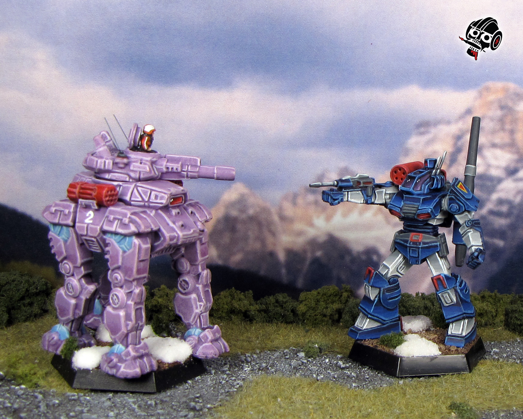 Battletech Crabgunner Goliath with Dougram Shadow Hawk from Catalyst Game Labs painted by Neldoreth - An Hour of Wolves & Shattered Shields