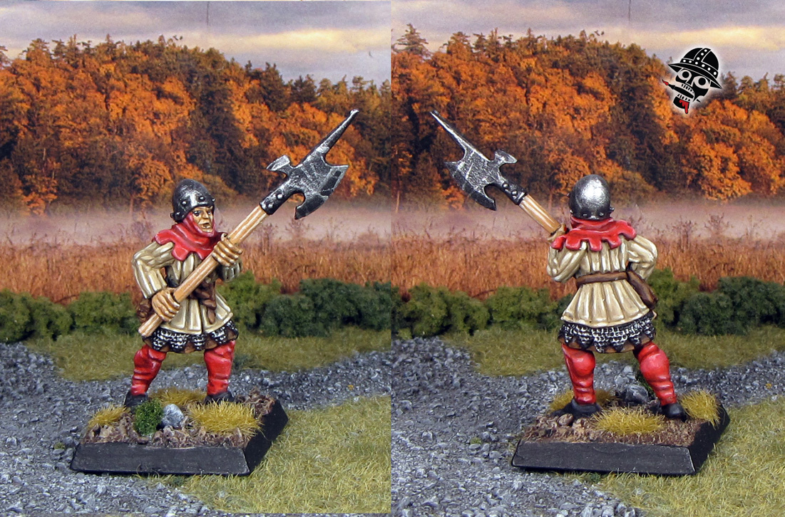 Bretonnian men at arms with halberds from Games Workshop painted by Neldoreth - An Hour of Wolves & Shattered Shields